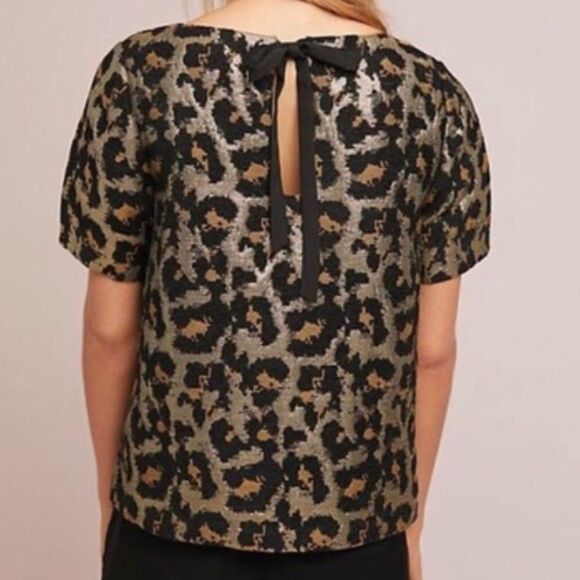 Hutch for Anthropologie Leopard Metallic Top size small - Picture 7 of 8